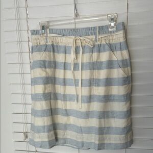 LOFT Striped Skirt Linen Cotton Coastal SZ M Like new!